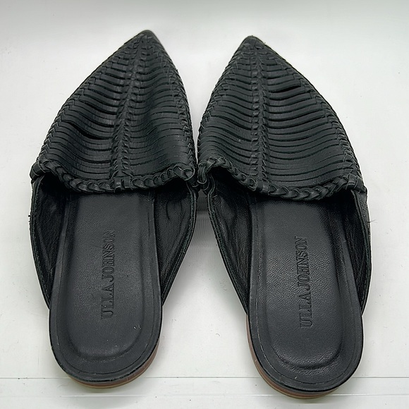 Ulla Johnson Black Leather Pointed Toe Mules Slides Shoes **Sz 40/US 10** 🌺🌺 - Picture 3 of 7
